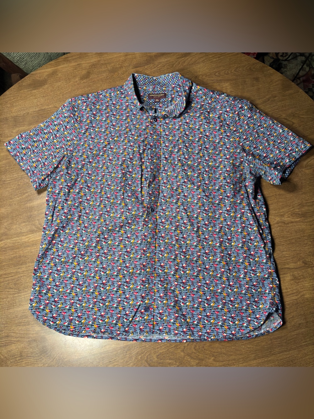 Johnston & Murphy Mens 1850 Short Sleeve Button Down Shirt XL Flamingo